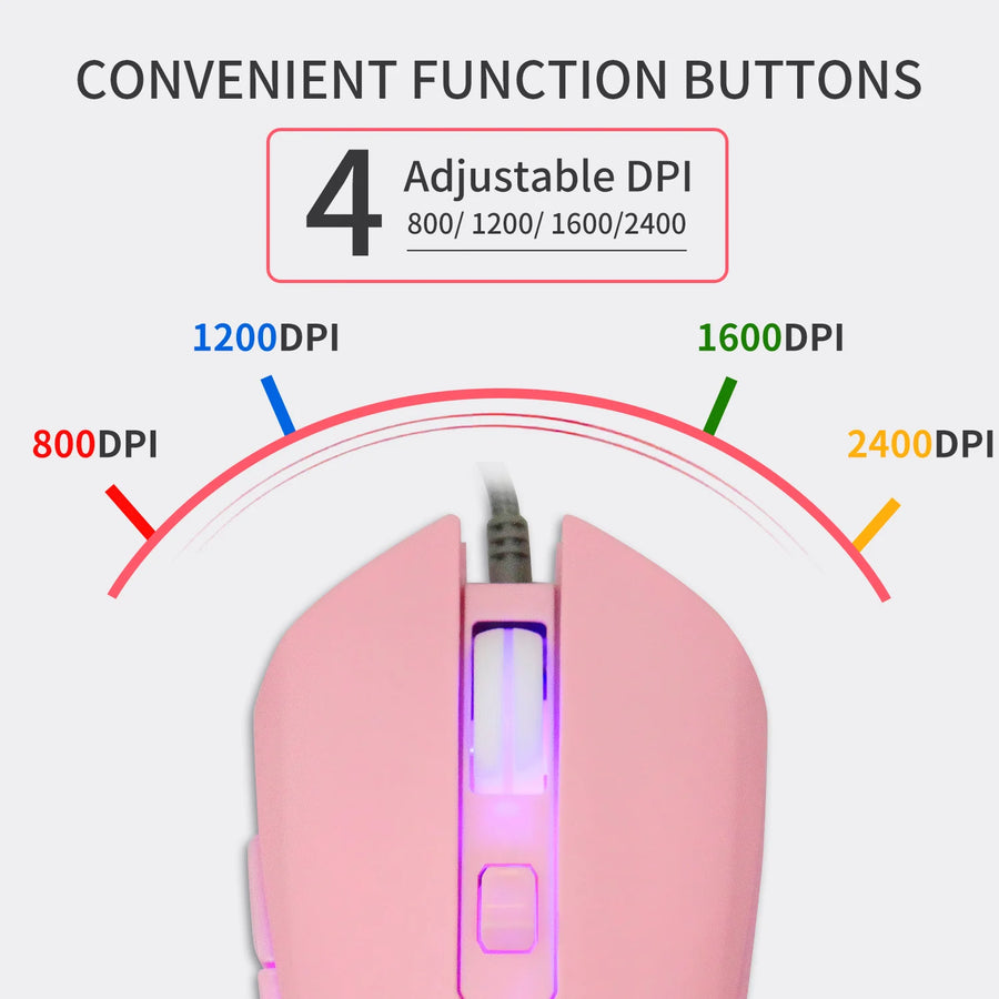 Souris Gaming Rose Filaire, souris gamer filaire coloris rose, visuel 4