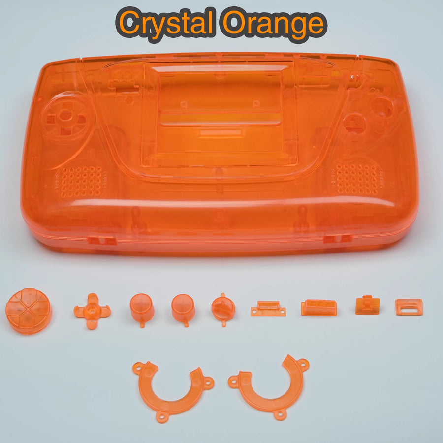 Translucent orange premium Game Gear shell with buttons