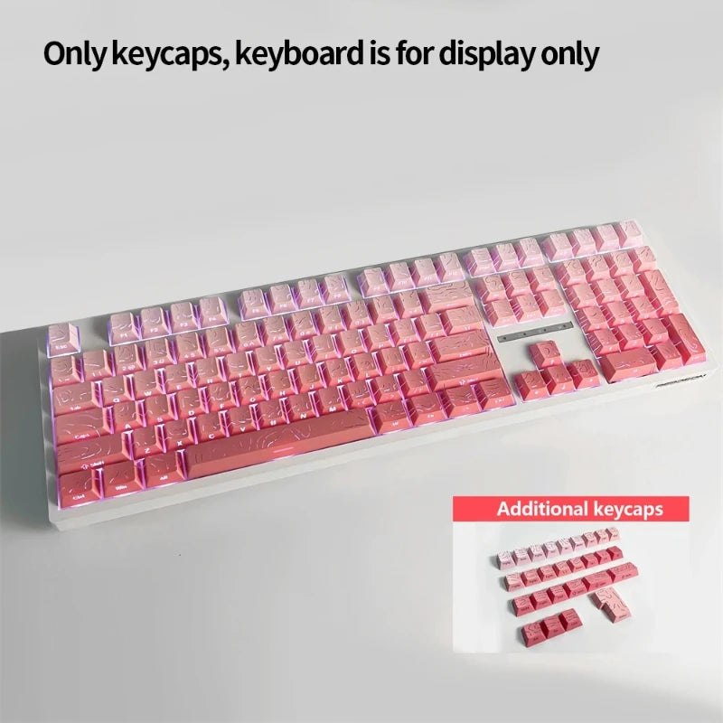 Keycaps PBT topographiques à légendes latérales pour clavier mécanique à tiges MX — Rose poudré / Lot de 133