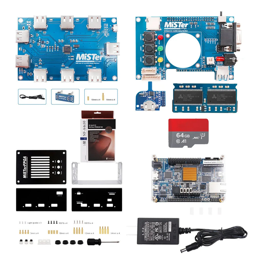 Boîtier métallique MiSTer FPGA et cartes filles au format MiSTer — Ventilateur Noctua et 64 Go