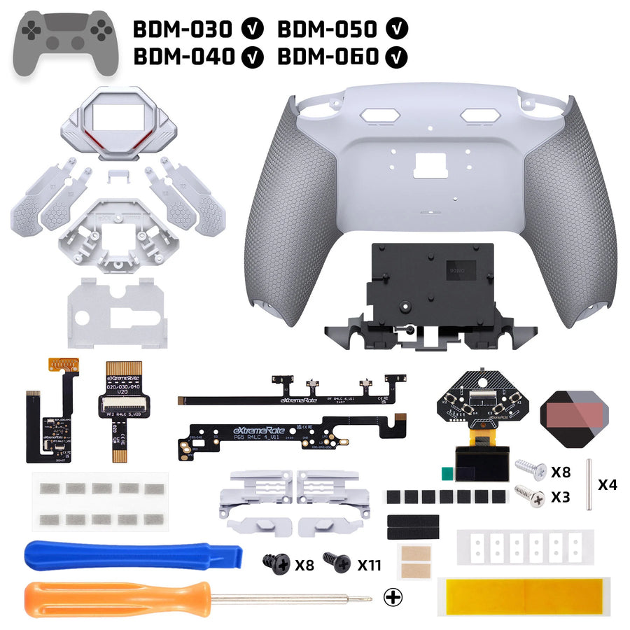 Kit de boutons arrière eXtremeRate SPARK pour manette PS5, Blanc et gris — visuel 27