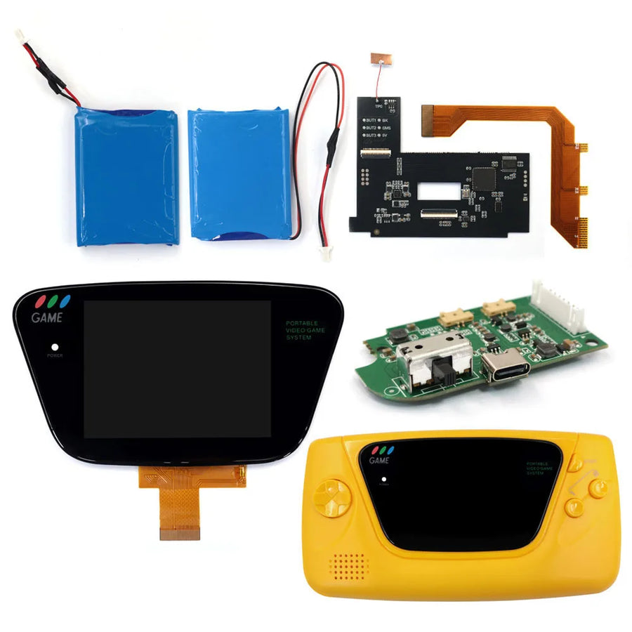 Kit écran IPS Game Gear avec coque jaune et batterie