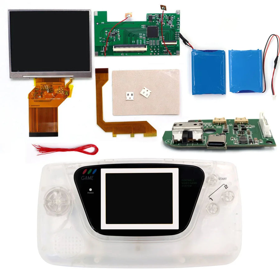 Kit écran rétroéclairé Hispeedido pour Game Gear, version avec coque blanc translucide — visuel 13