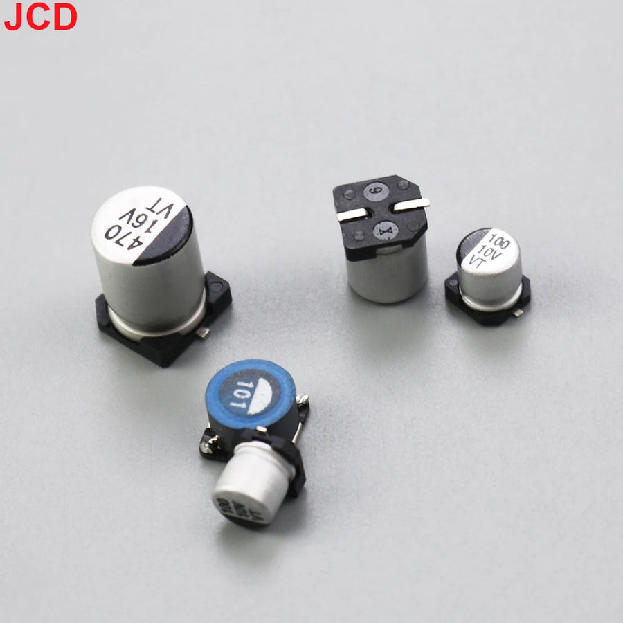 Close-up of replacement SMD capacitors