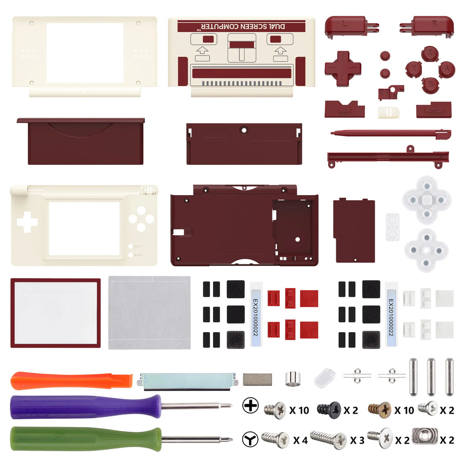 Coque complète eXtremeRate pour DS Lite, coloris crème et rouge foncé — visuel 16