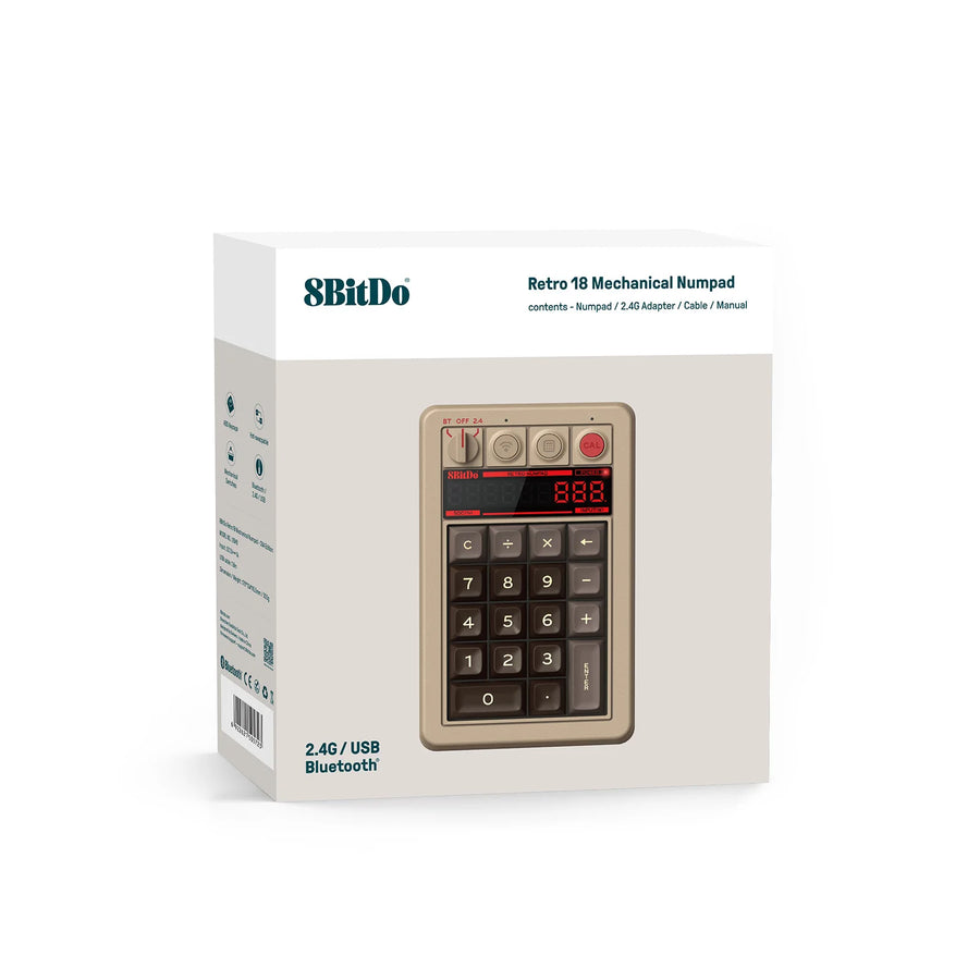 Pavé numérique mécanique 8BitDo Retro 18 avec afficheur LED rétro et mode calculatrice