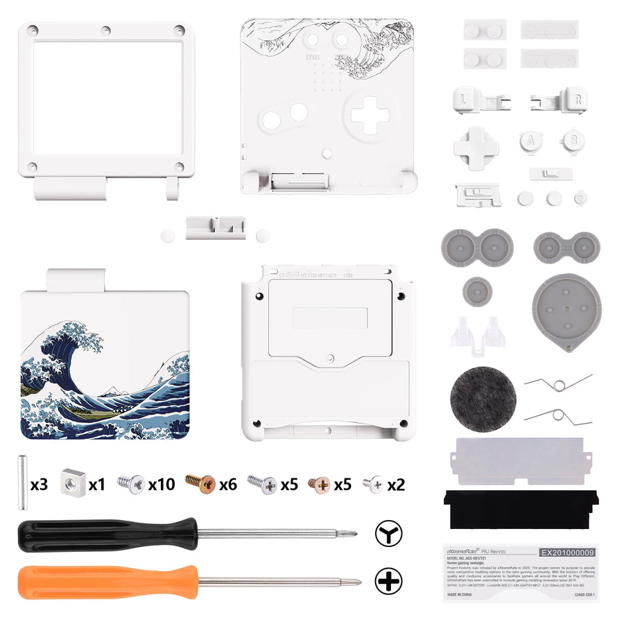 Coque de remplacement complète eXtremeRate pour Game Boy Advance SP, compatible écran IPS sans découpe — The Great Wave