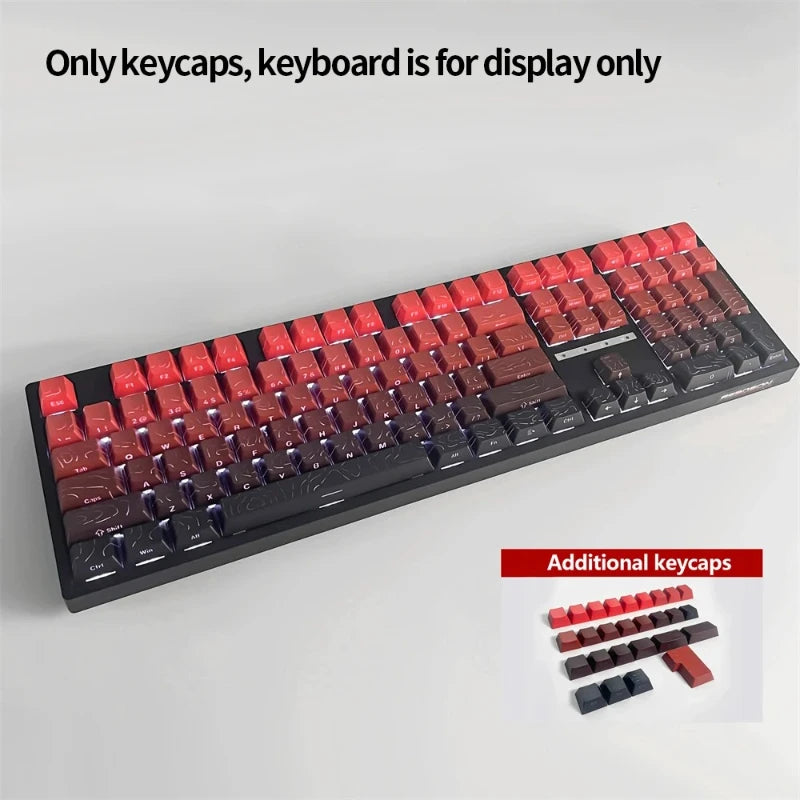 Keycaps PBT topographiques à légendes latérales pour clavier mécanique à tiges MX — Rouge porte-bonheur / Lot de 133