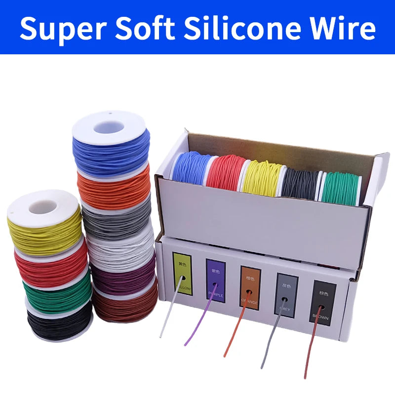 Kit de fil de câblage silicone 5 couleurs à âme de cuivre étamé, sections 20 à 30 AWG, pour modding et réparation — visuel 7