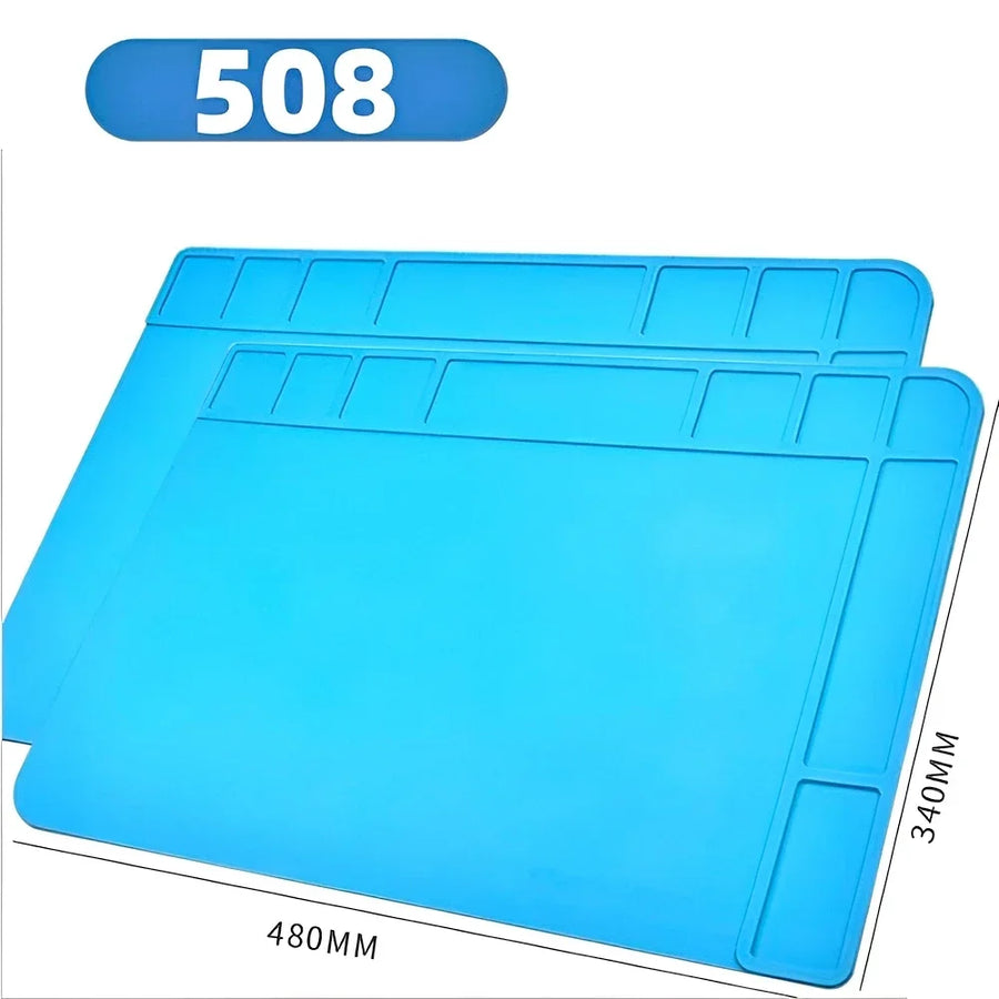 Tapis de soudure en silicone magnétique antistatique pour atelier de réparation — S508 — 480 × 340 mm