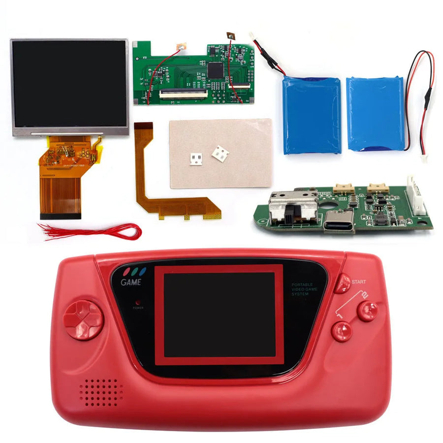 Kit écran rétroéclairé Hispeedido pour Game Gear, version avec coque rouge — visuel 11