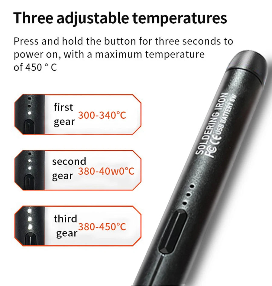 Fer à souder sans fil USB-C JCD C200, température réglable de 300 à 450 °C — visuel 25