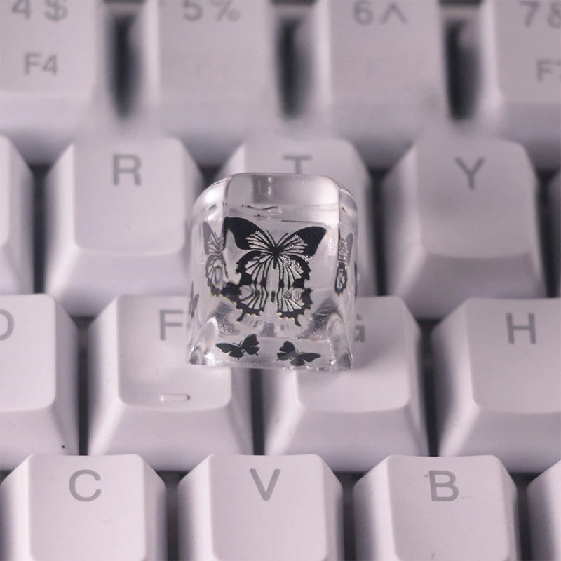Capuchon de touche papillon en résine translucide pour clavier mécanique à tige MX — Noir / SA