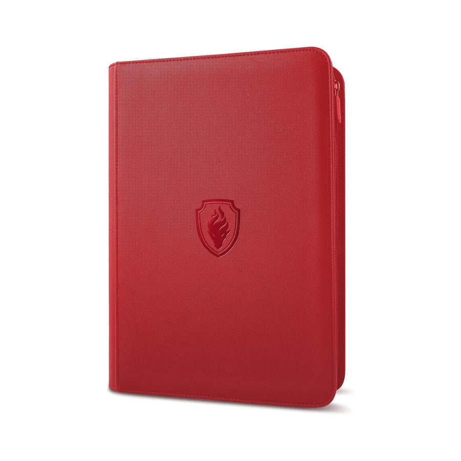 Zip 9-pocket card binder, red cover