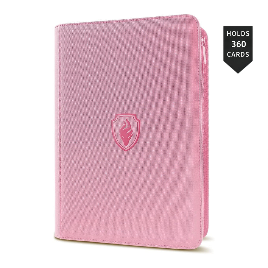 Zip 9-pocket card binder, pink cover
