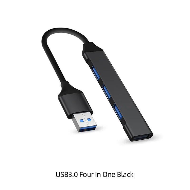 Hub USB 4 ports avec câble court, connecteur USB-A ou USB-C — USB-A 3.0 et 2.0