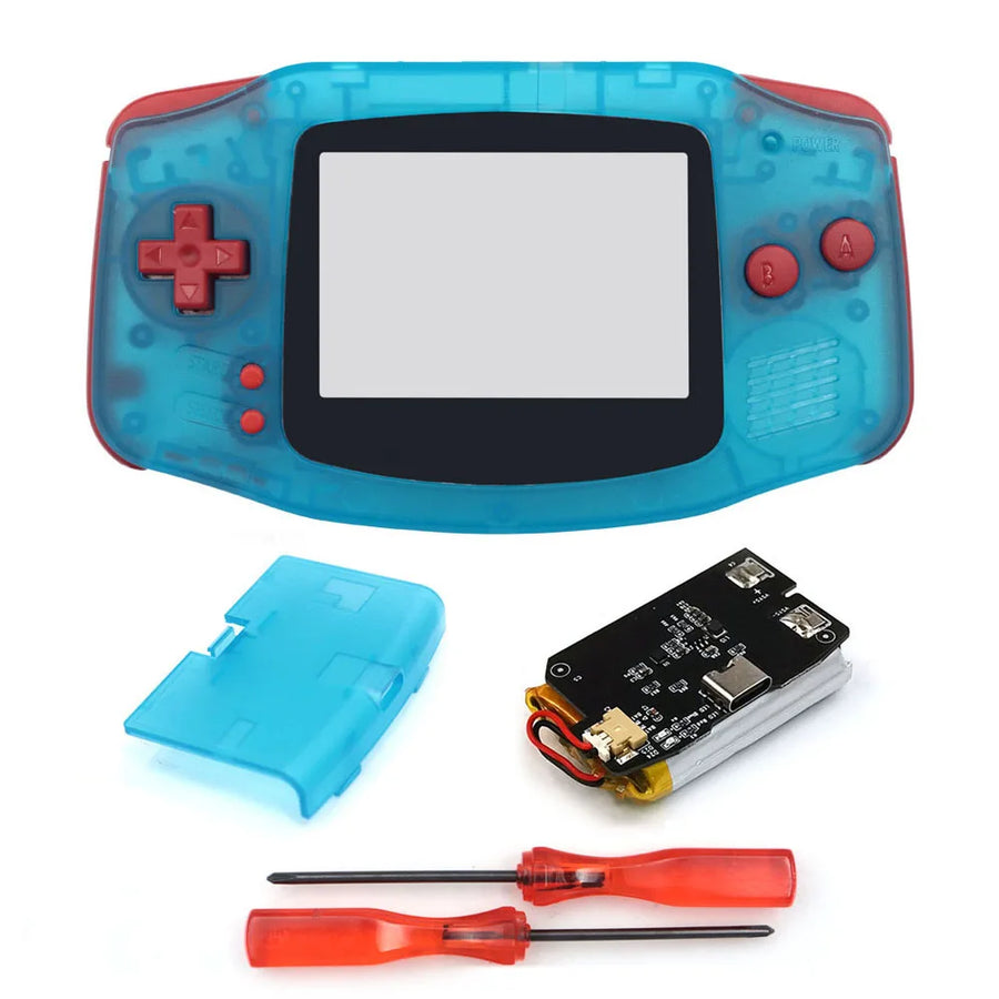 Coque GBA Hispeedido avec batterie rechargeable, coloris bleu translucide et rouge — visuel 23