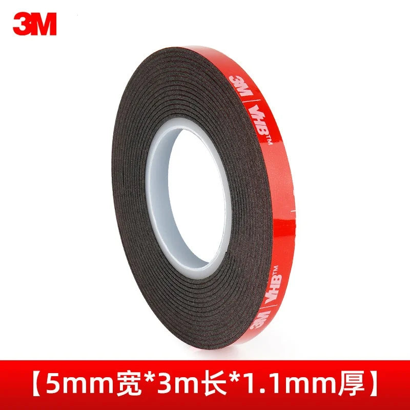 Ruban adhésif double face mousse noire 1,1 mm, rouleau de 3 m pour atelier et modding rétro — 5 mm / 3 m / 1,1 mm