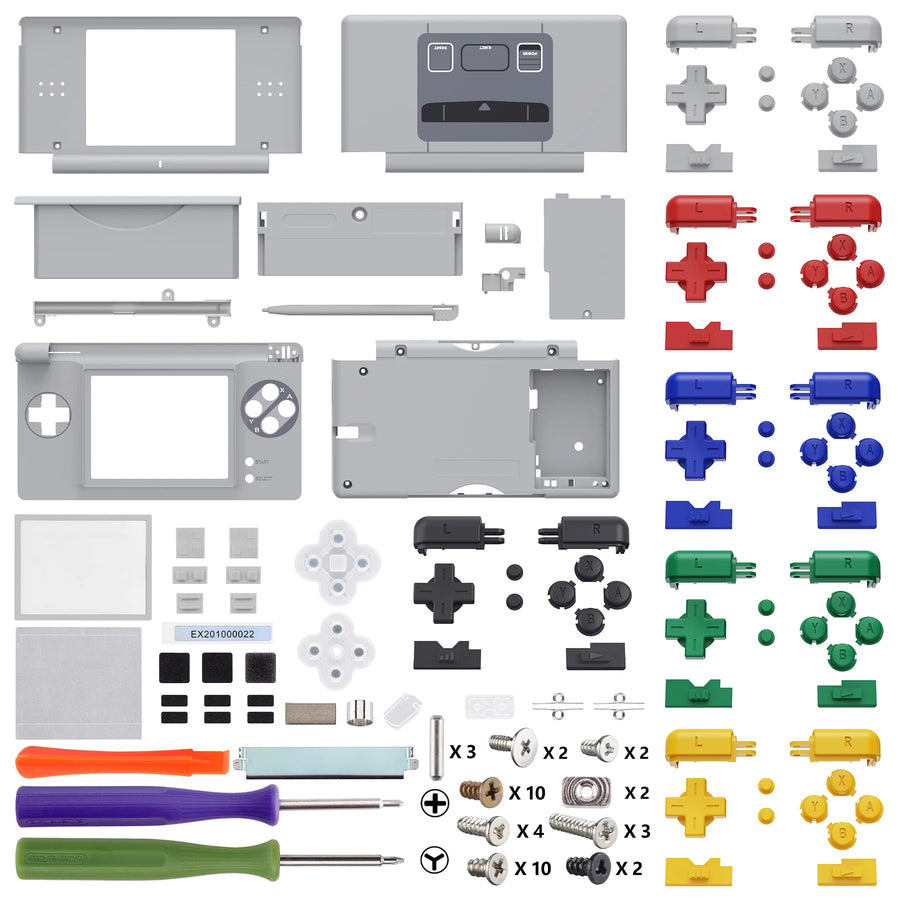 Coque complète eXtremeRate pour DS Lite, coloris gris et boutons multicolores — visuel 17