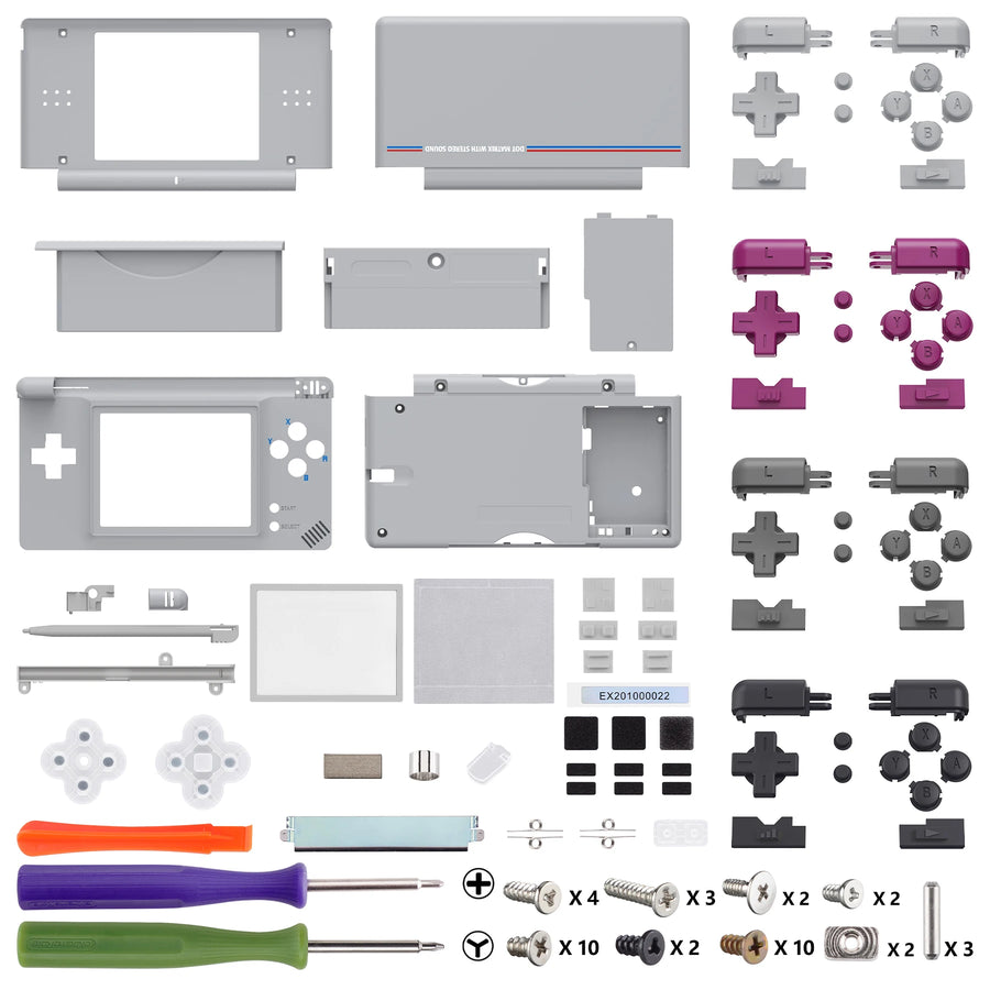 Coque complète eXtremeRate pour DS Lite, coloris gris clair et magenta — visuel 15
