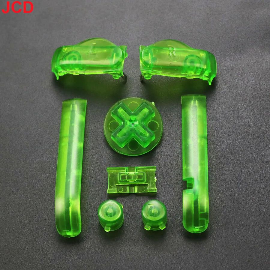 Jeu de boutons de remplacement pour Game Boy Advance : A/B, croix directionnelle et gâchettes L/R — Vert transparent