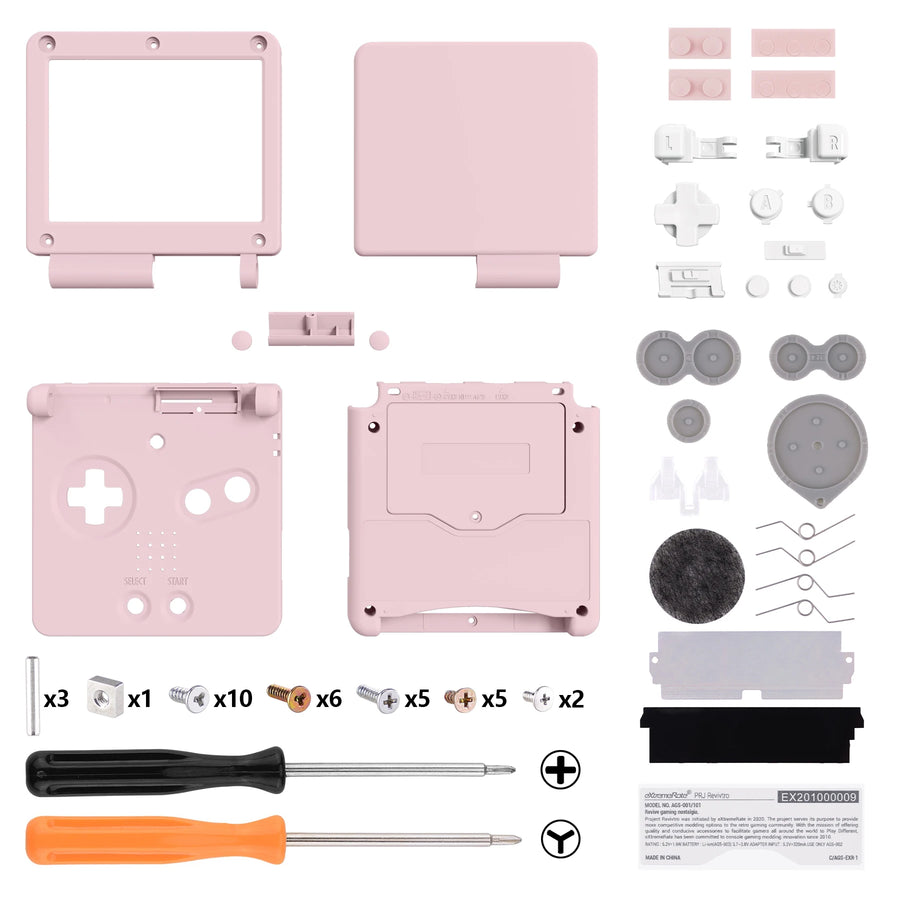 Coque de remplacement complète eXtremeRate pour Game Boy Advance SP, compatible écran IPS sans découpe — Cherry Blossoms Pink