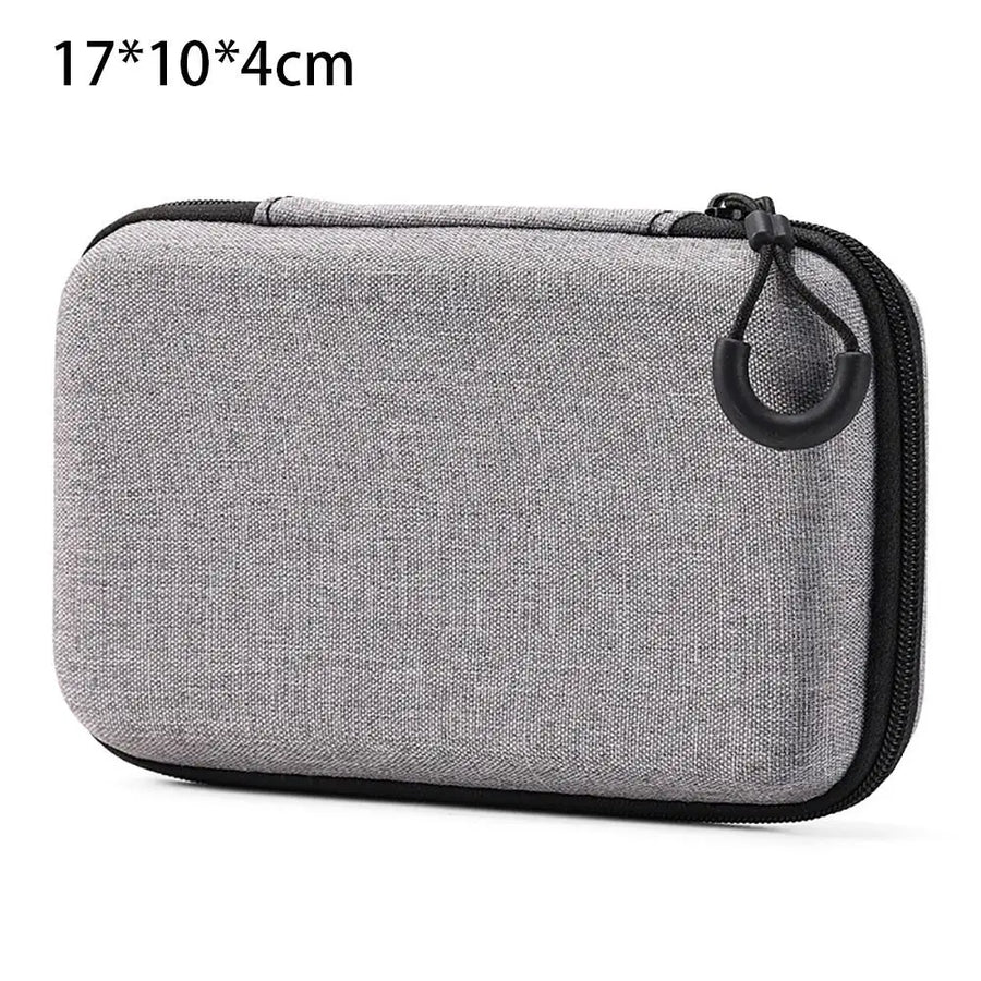 Étui de transport zippé pour console portable rétro, câbles et cartes microSD — 17 × 10 × 4 cm