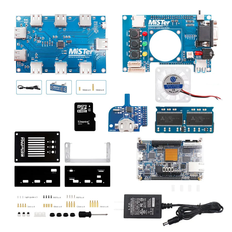 Boîtier métallique MiSTer FPGA et cartes filles au format MiSTer — Ventilateur standard et 8 Go