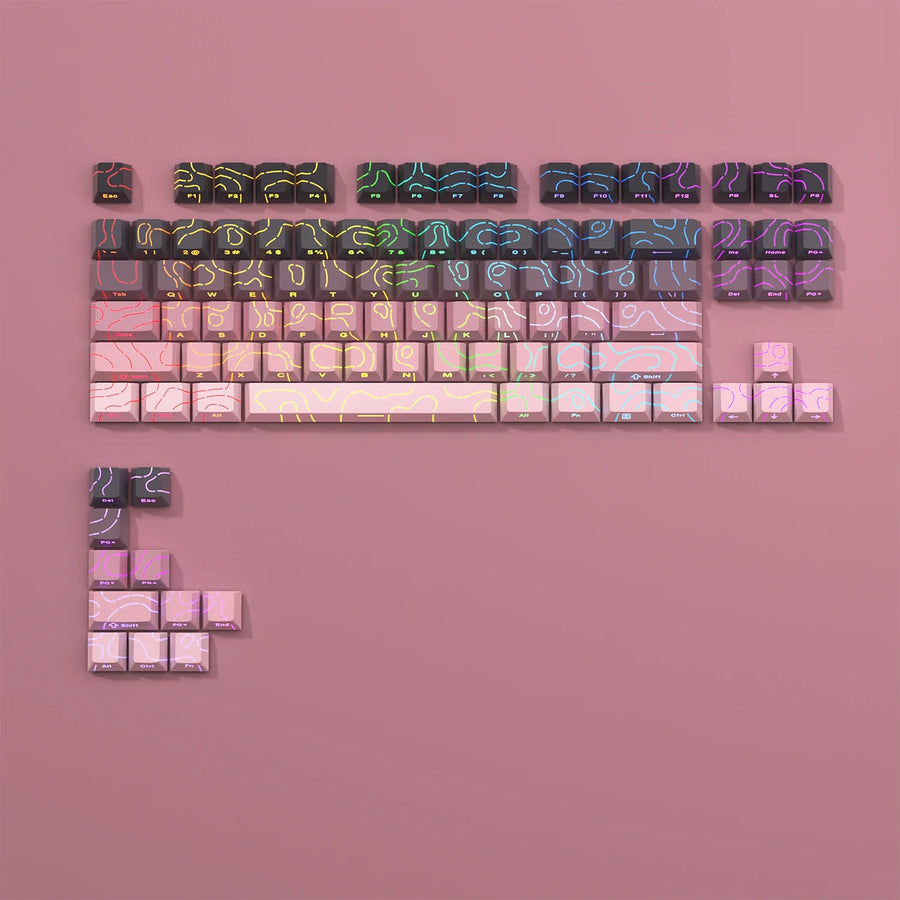 Keycaps PBT topographiques à légendes latérales pour clavier mécanique à tiges MX — Mûre / Lot de 98