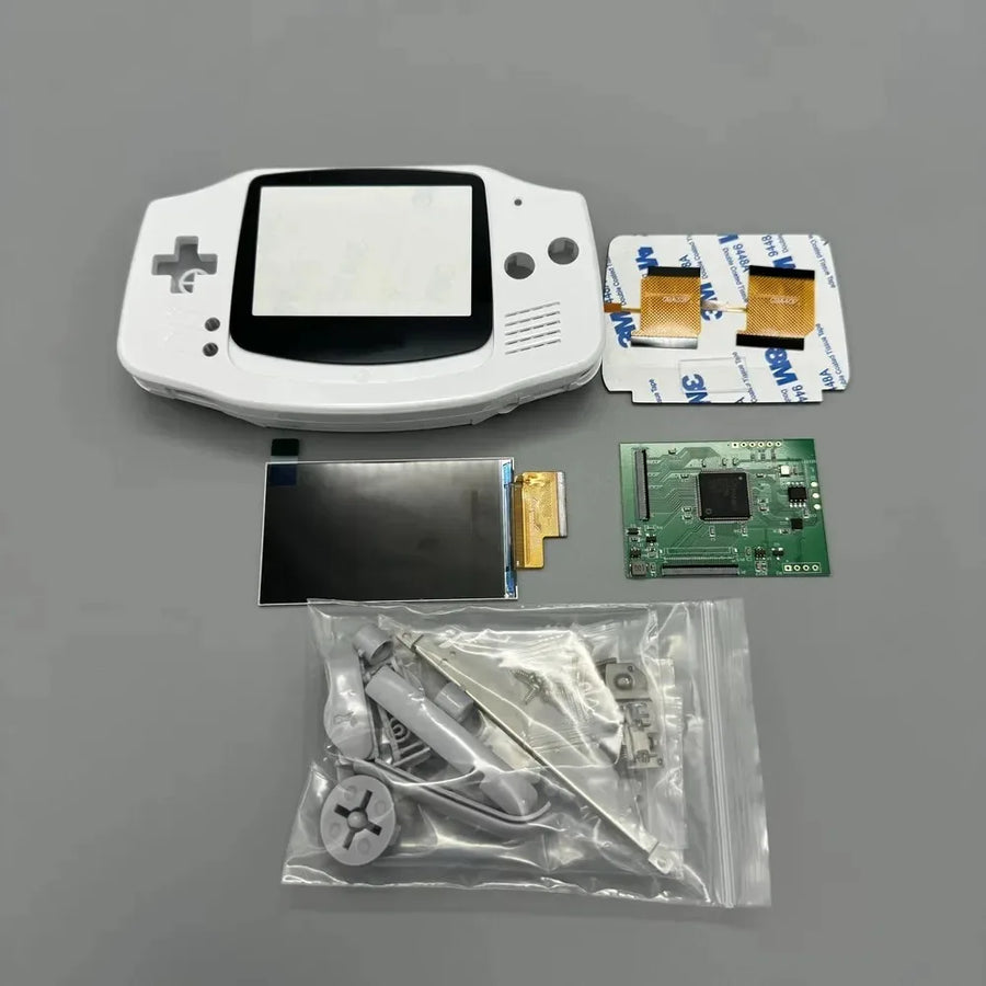 Kit écran IPS 2,9 pouces et coque de remplacement pour Game Boy Advance AGB-001 — Blanc