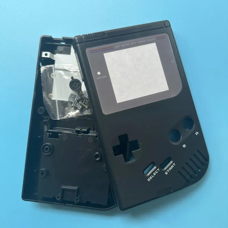 Coque de remplacement complète pour Game Boy DMG, prédécoupée pour écran IPS — Noir