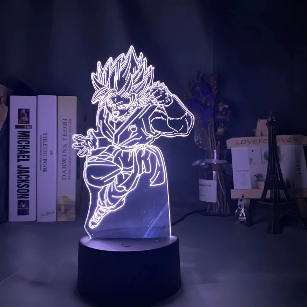 Lampe LED 3D SanGoku Blue - Vue de Face Blanc