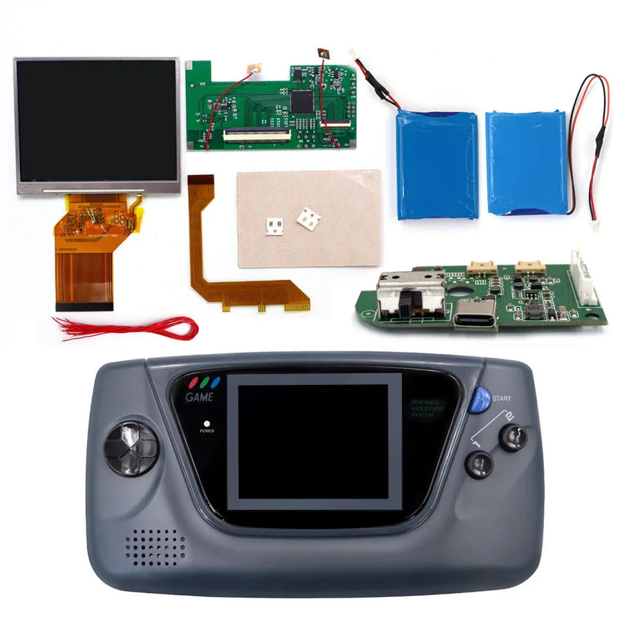 Kit écran rétroéclairé Hispeedido pour Game Gear, version avec coque grise — visuel 9