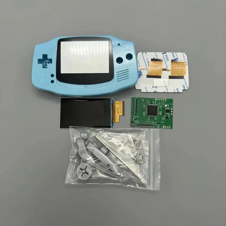 Kit écran IPS 2,9 pouces et coque de remplacement pour Game Boy Advance AGB-001 — Bleu aqua
