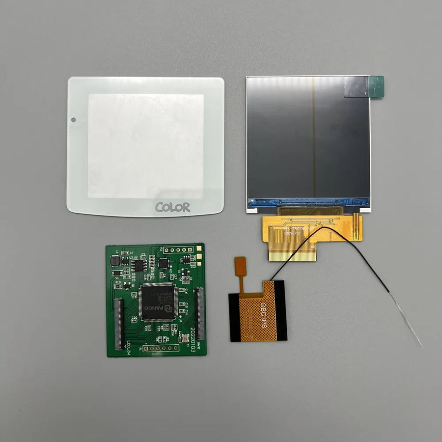 Écran IPS 2,6 pouces de remplacement pour Game Boy Color, avec nappe de connexion et vitre de protection — Blanc