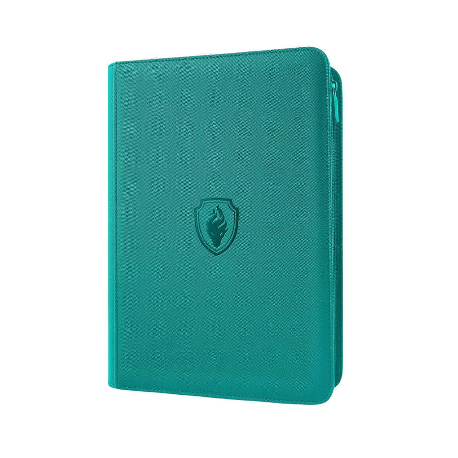 Zip 9-pocket card binder, turquoise cover