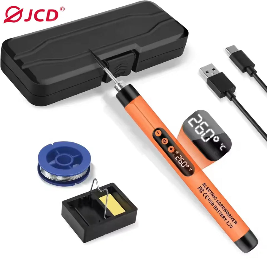Fer à souder sans fil USB-C JCD C200, température réglable de 300 à 450 °C — C200L / Orange