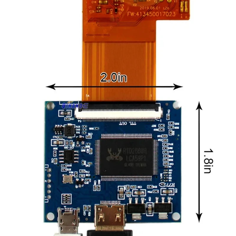 Dimensions of the RG35XX IPS screen and its driver board