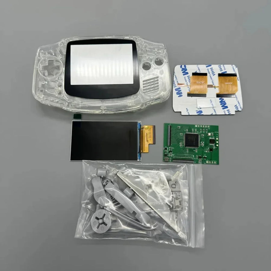 Kit écran IPS 2,9 pouces et coque de remplacement pour Game Boy Advance AGB-001 — Transparent