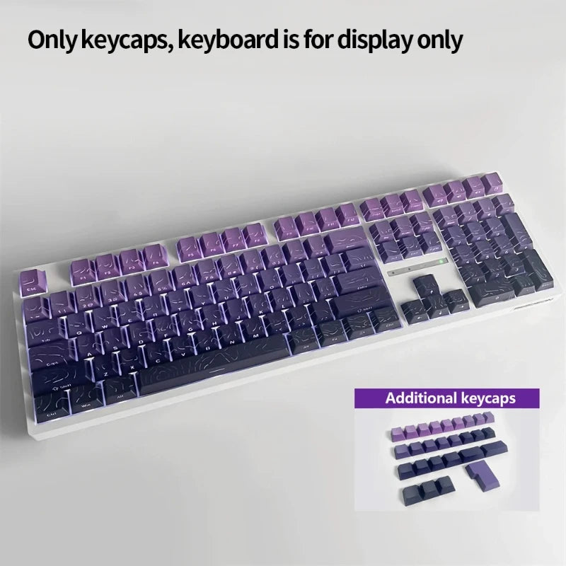 Keycaps PBT topographiques à légendes latérales pour clavier mécanique à tiges MX — Violet / Lot de 133