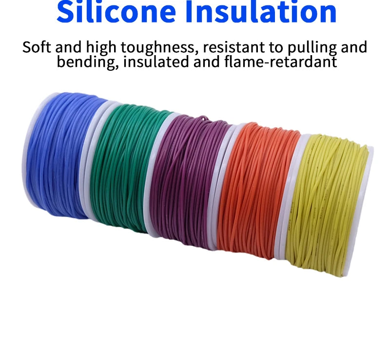 Kit de fil de câblage silicone 5 couleurs à âme de cuivre étamé, sections 20 à 30 AWG, pour modding et réparation — visuel 14