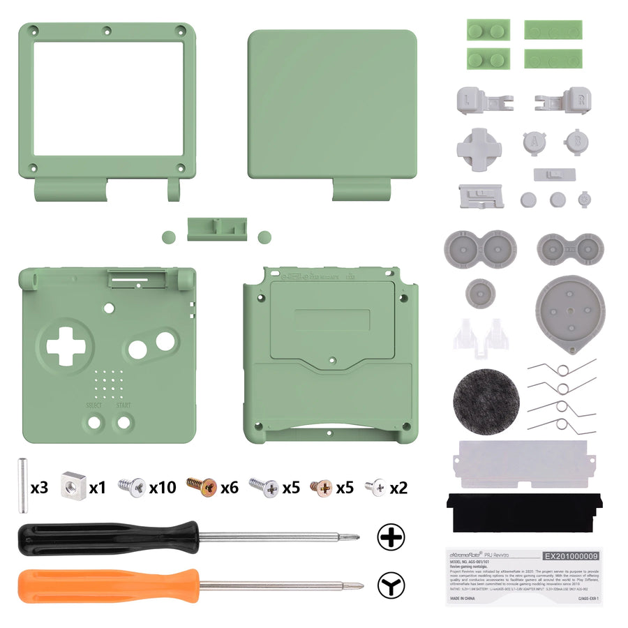 Coque de remplacement complète eXtremeRate pour Game Boy Advance SP, compatible écran IPS sans découpe — Matcha Green