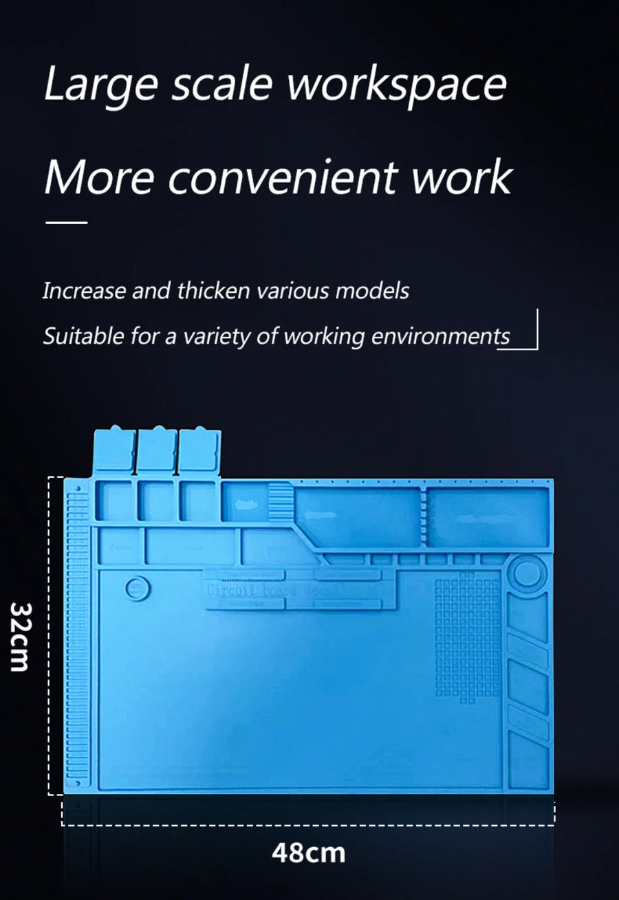 Tapis de réparation en silicone avec compartiments magnétiques pour la soudure et le démontage — visuel 11
