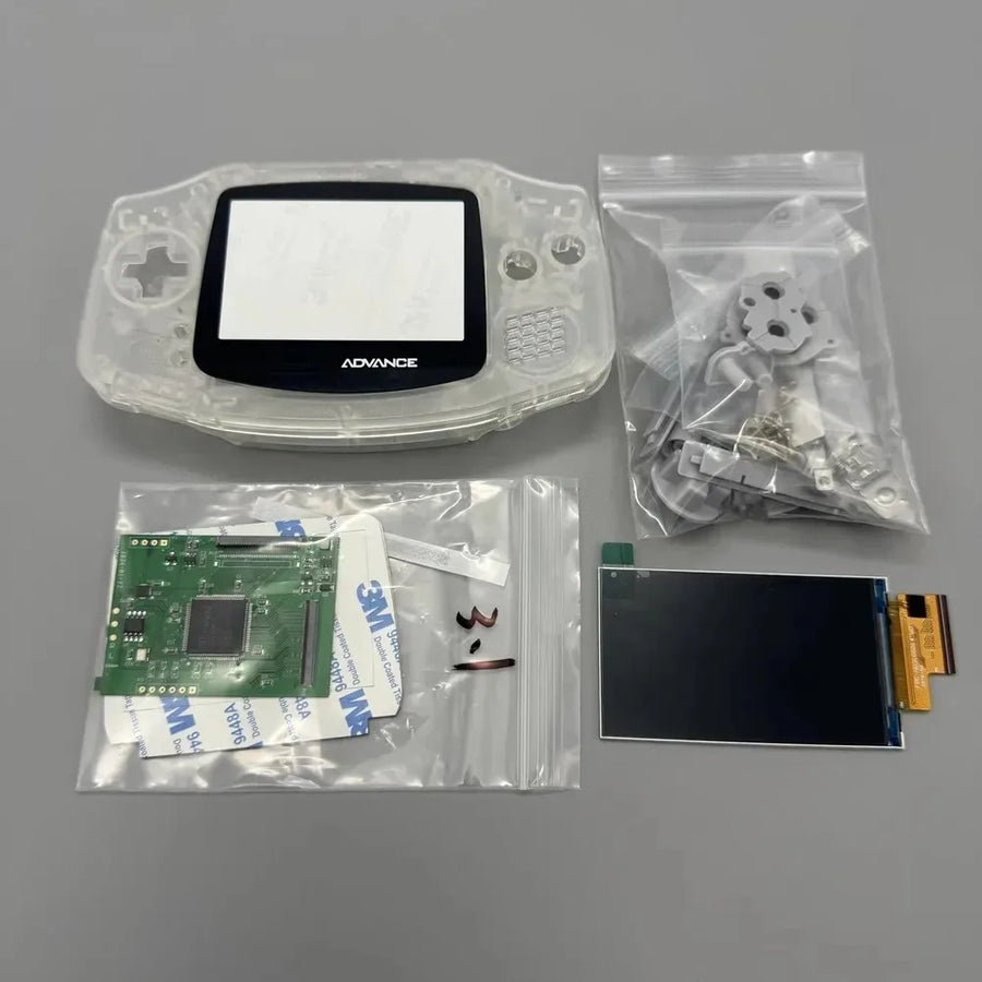 Kit écran IPS 2,9 pouces et coque de remplacement pour Game Boy Advance AGB-001 — Transparent mat