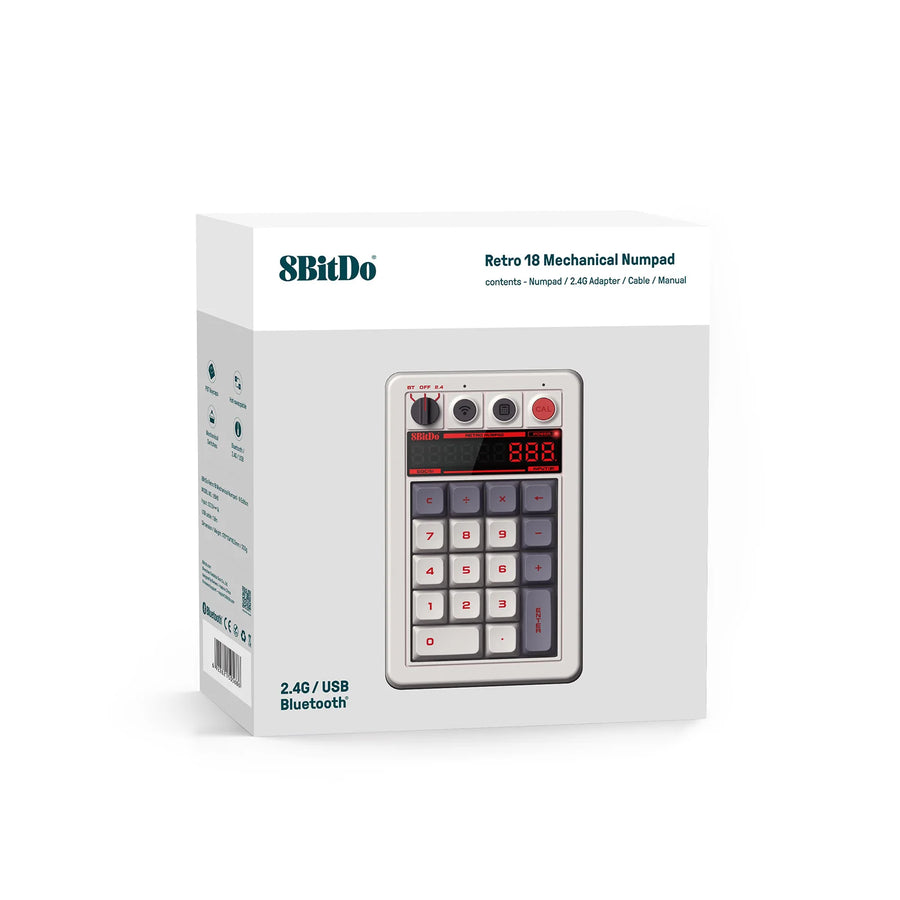 Pavé numérique mécanique 8BitDo Retro 18 avec afficheur LED rétro et mode calculatrice
