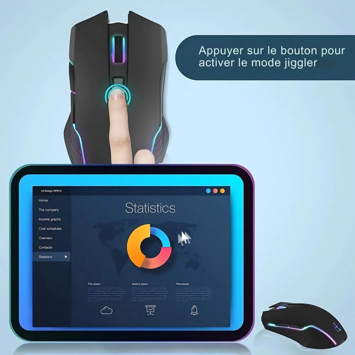 Ce qu'elle est le reste du temps — Souris Gamer Sans-fil RGB Silencieuse - Mode Jiggler