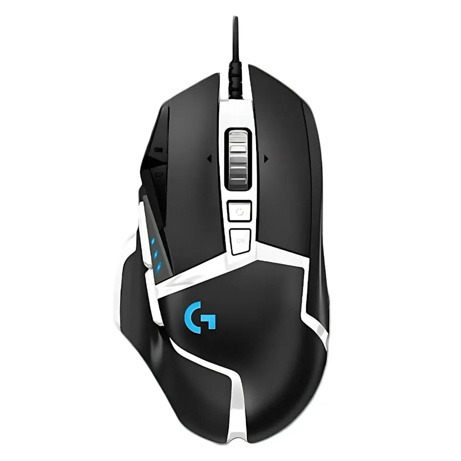 Souris Logitech G502 HERO blanche, vue de dessus