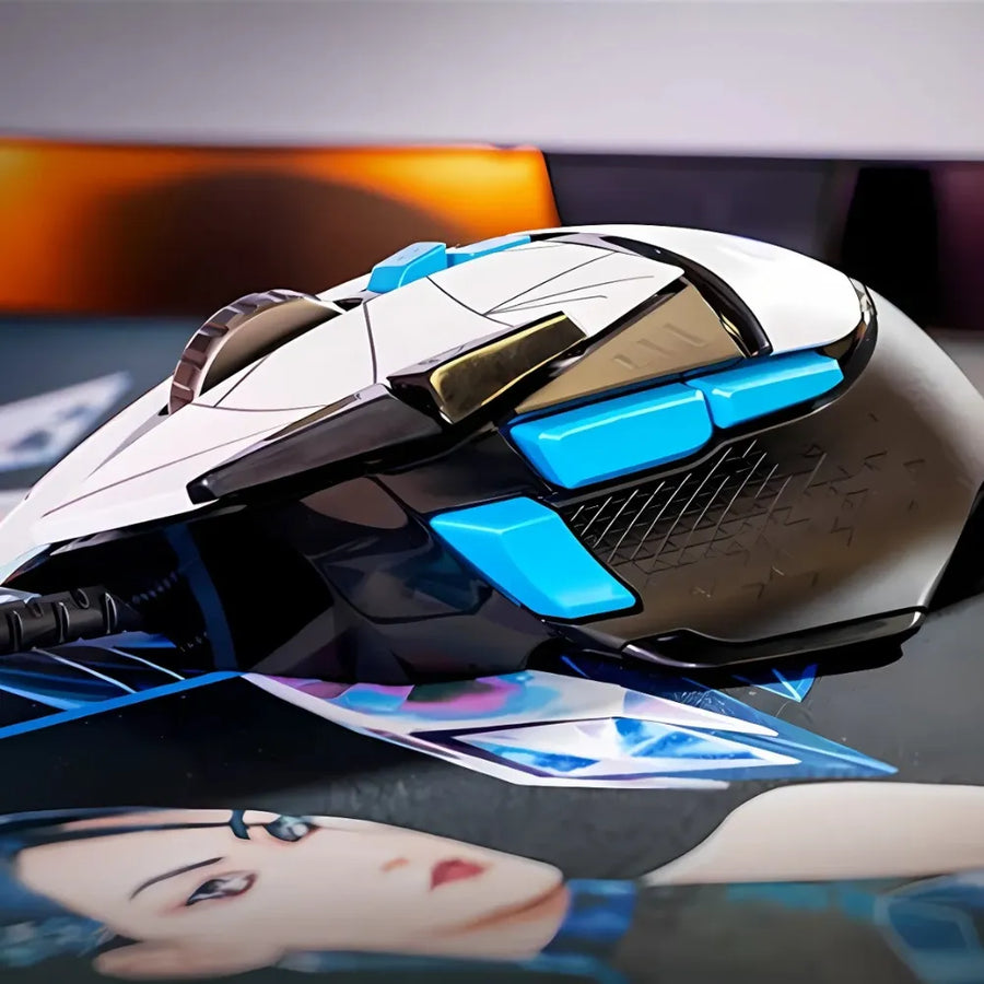 Souris Logitech G502 HERO blanche avec éclairage LIGHTSYNC bleu