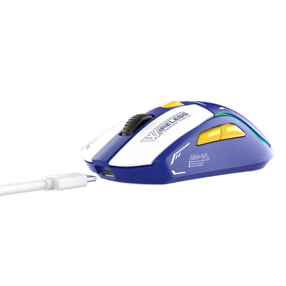 Souris sans-fil dareu A950 bleu vue angle