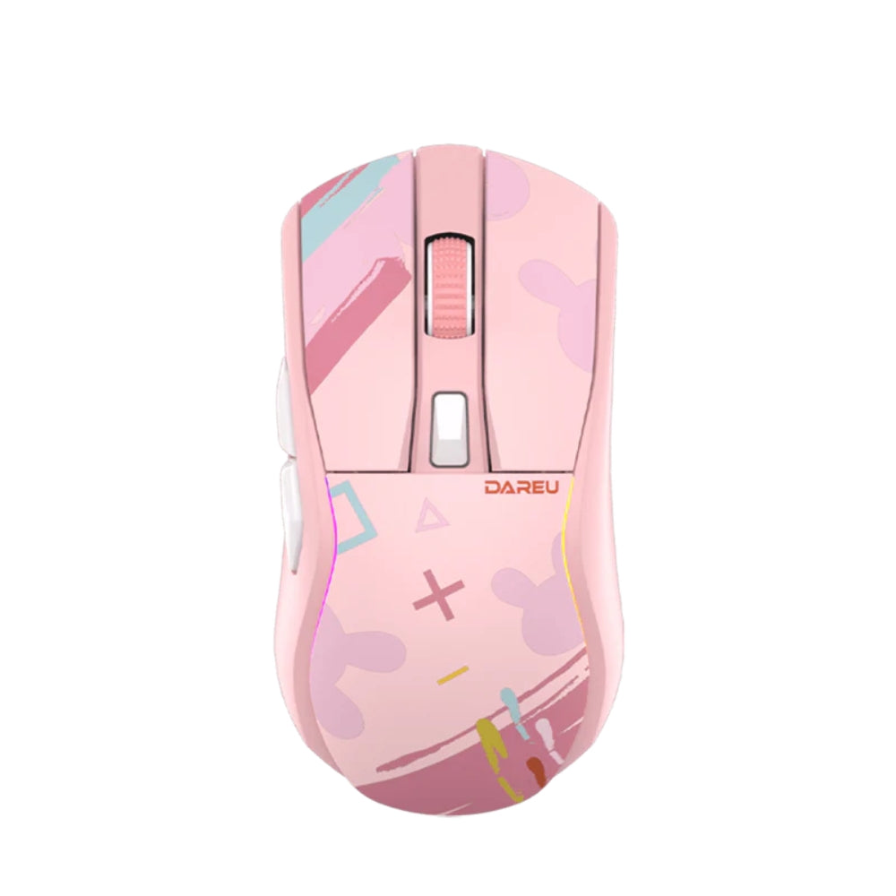 Souris sans-fil dareu A950 rose vue dessus